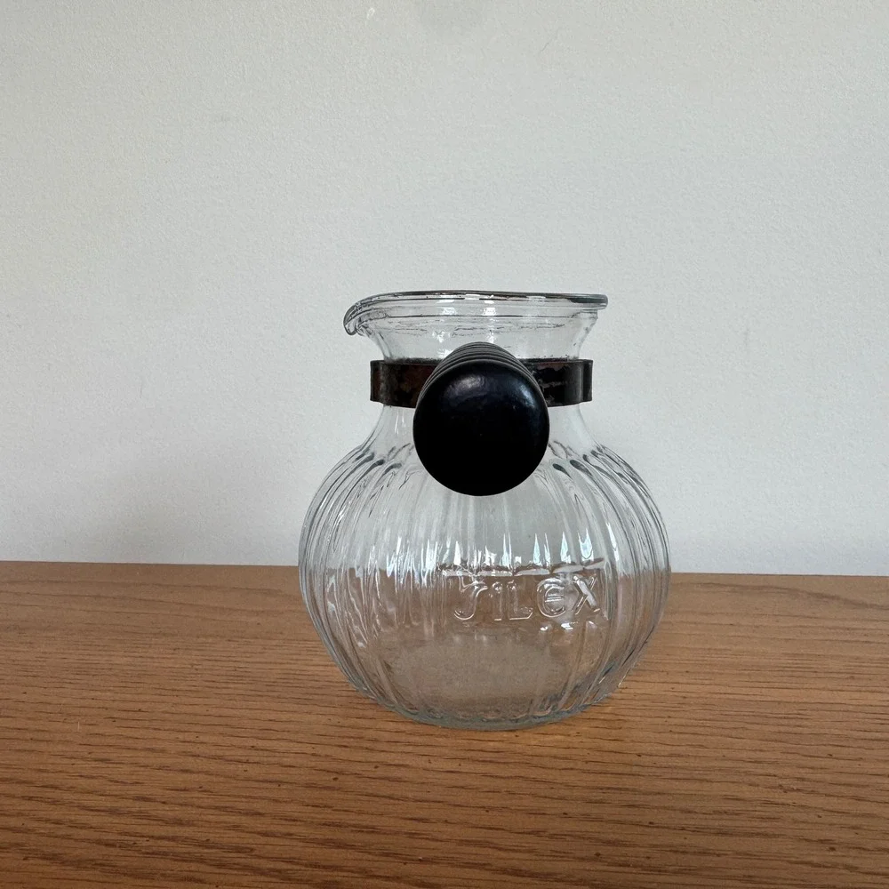 Vintage‎ Silex 1.5 Cup Dripolator Ribbed Glass Coffee Carafe Pot Black Handle